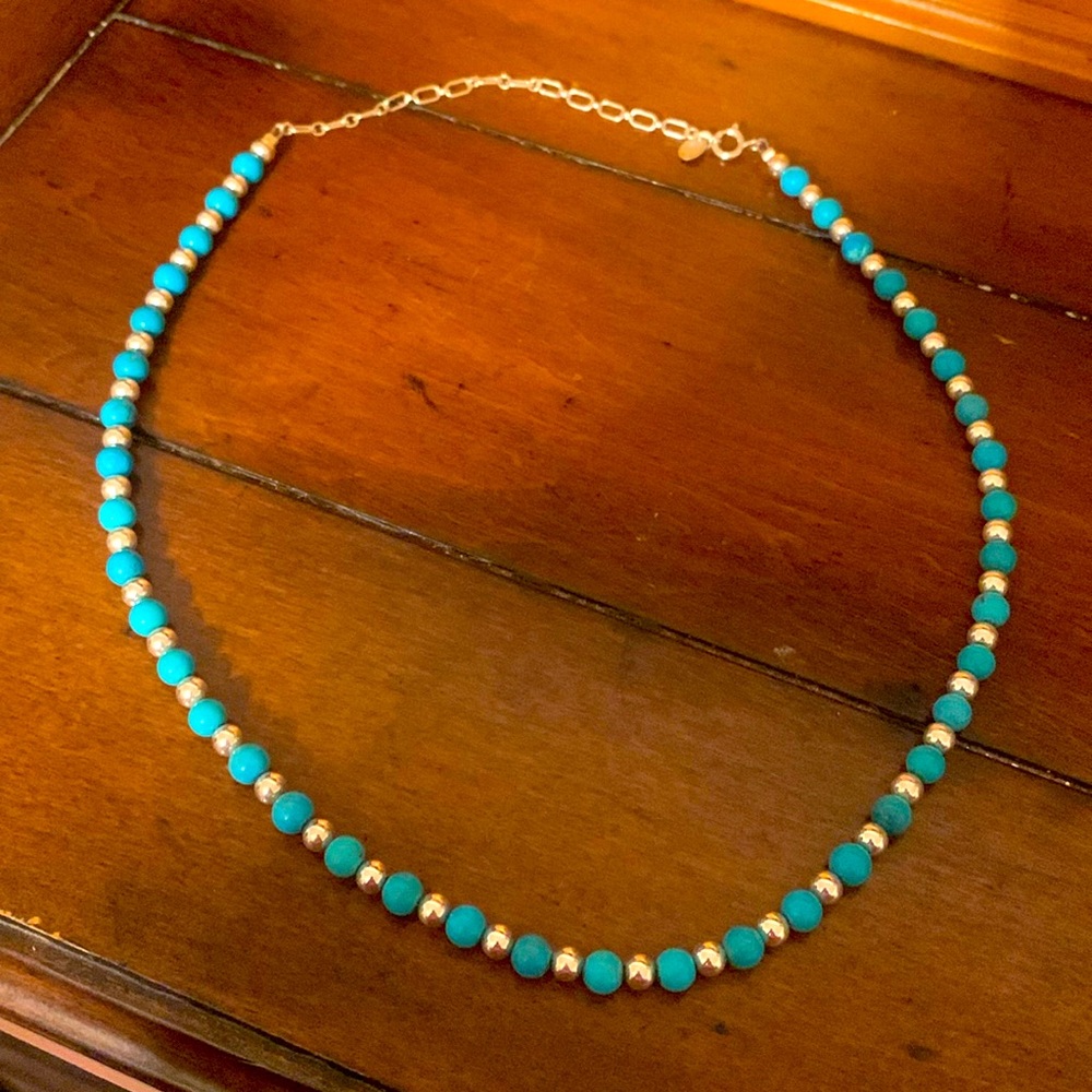 Turquoise n silver beaded necklace